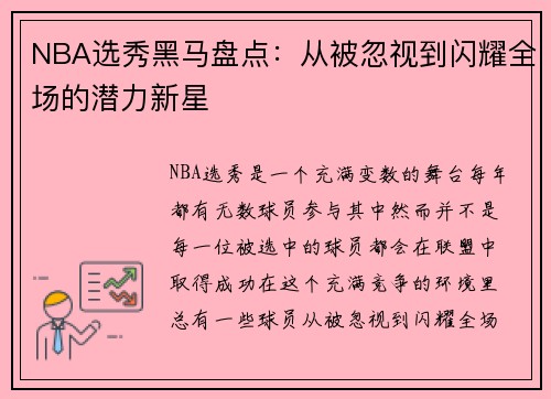NBA选秀黑马盘点：从被忽视到闪耀全场的潜力新星